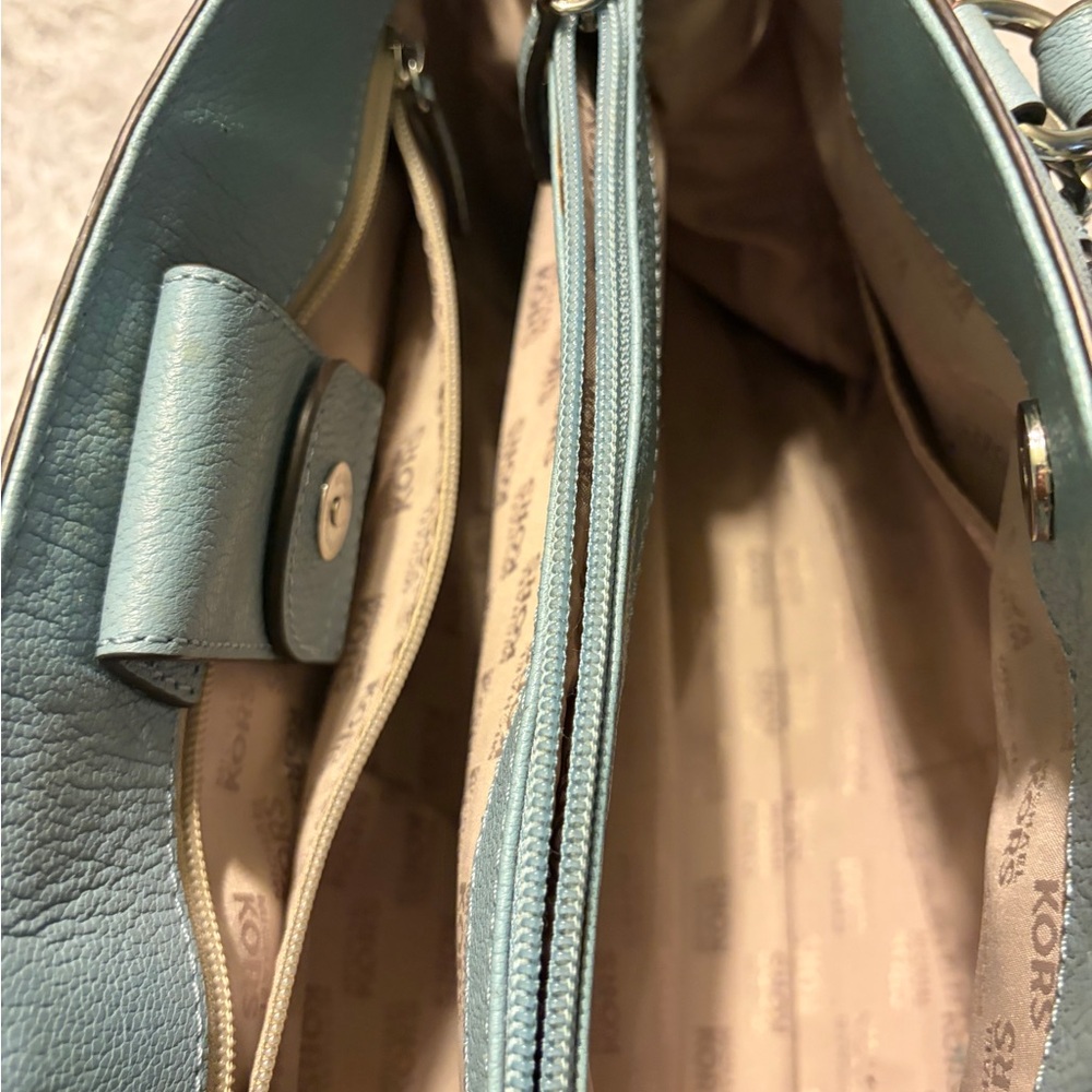Michael Kors Hamilton Powder Blue Leather Top Handle Large Tote Bag - Picture 9 of 12
